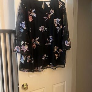 Gently Worn Catherine’s Black Floral Embroidered Blouse